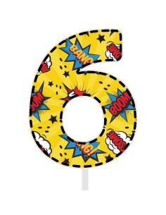 Full Colour Taarttopper op Maat: Wow! - Cijfer Enkel