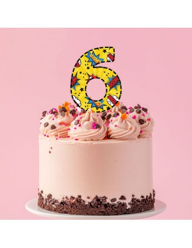 Full Colour Taarttopper op Maat: Wow! - Cijfer Enkel