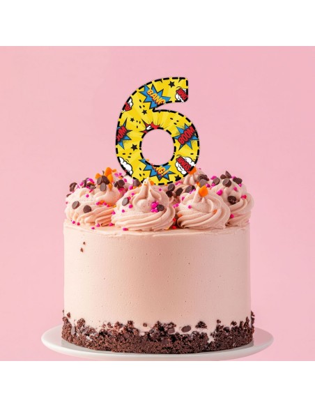 Full Colour Taarttopper op Maat: Wow! - Cijfer Enkel