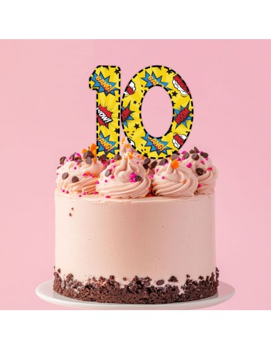 Full Colour Taarttopper op Maat: Wow! - Cijfers Dubbel