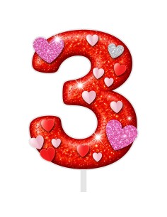 Full Colour Taarttopper op Maat: Valentijn - Cijfer Enkel
