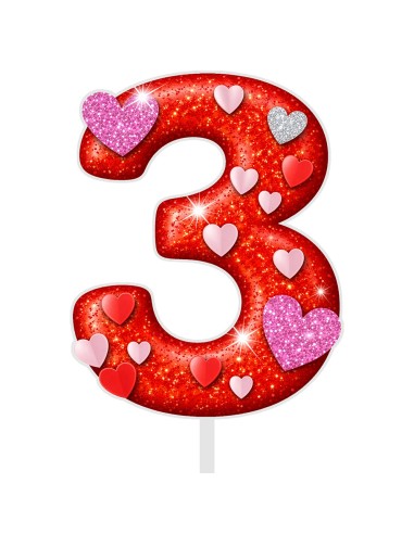 Full Colour Taarttopper op Maat: Valentijn - Cijfer Enkel