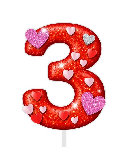 Full Colour Taarttopper op Maat: Valentijn - Cijfer Enkel