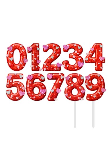 Full Colour Taarttopper op Maat: Valentijn - Cijfer Enkel