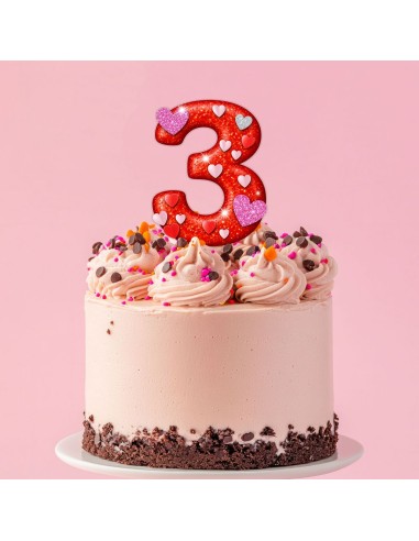 Full Colour Taarttopper op Maat: Valentijn - Cijfer Enkel