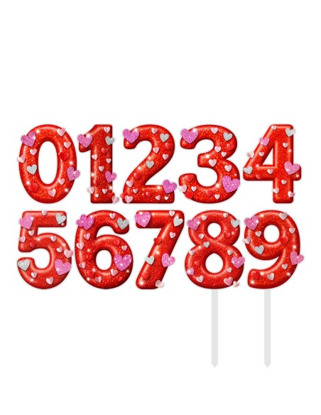 Full Colour Taarttopper op Maat: Valentijn - Cijfers Dubbel