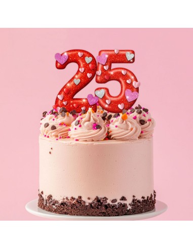 Full Colour Taarttopper op Maat: Valentijn - Cijfers Dubbel