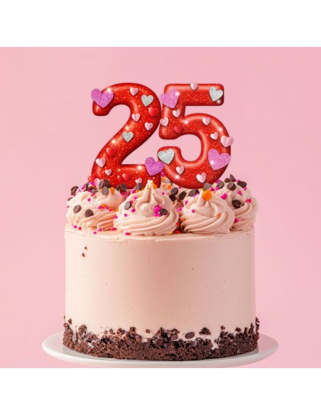 Full Colour Taarttopper op Maat: Valentijn - Cijfers Dubbel