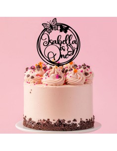 Taarttopper op Maat: Vlinder Rond met Naam