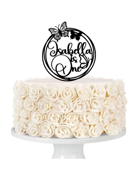 Taarttopper op Maat: Vlinder Rond met Naam