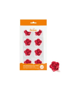 Decora Suikerbloemen Rozen Rood Medium -8st-