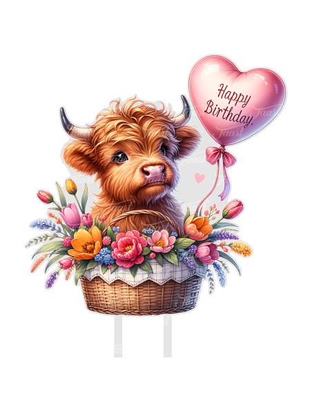 Full Colour Taarttopper op Maat: Happy Birthday Hooglander
