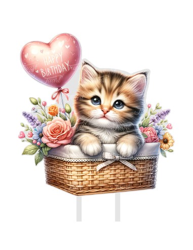 Full Colour Taarttopper op Maat: Happy Birthday Kat