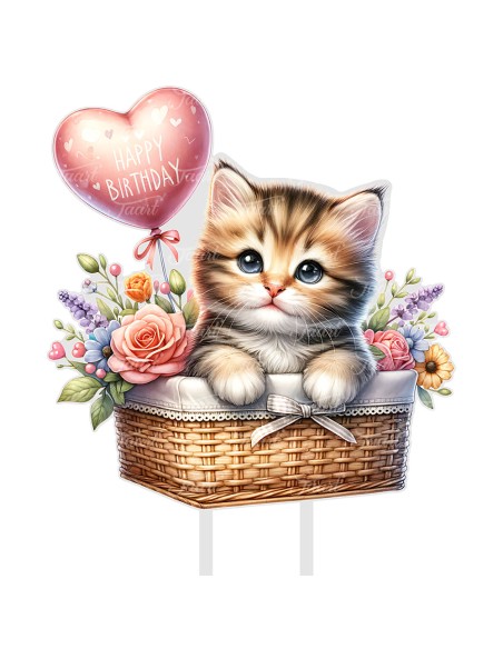 Full Colour Taarttopper op Maat: Happy Birthday Kat
