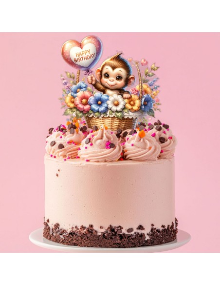 Full Colour Taarttopper op Maat: Happy Birthday Aap