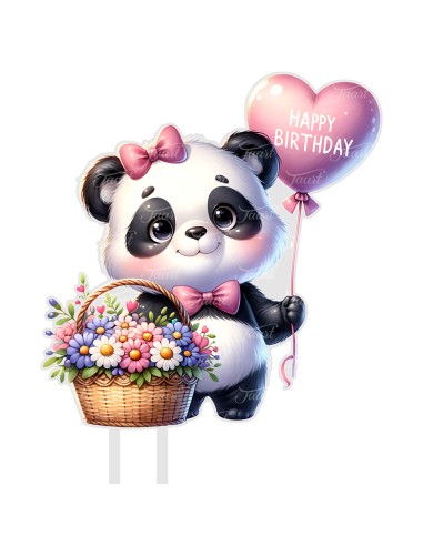 Full Colour Taarttopper op Maat: Happy Birthday Panda