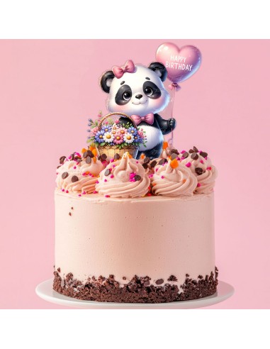 Full Colour Taarttopper op Maat: Happy Birthday Panda