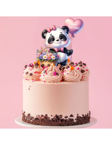 Full Colour Taarttopper op Maat: Happy Birthday Panda