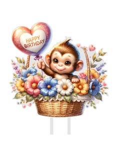 Full Colour Taarttopper op Maat: Happy Birthday Aap