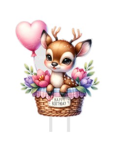Full Colour Taarttopper op Maat: Happy Birthday Hert