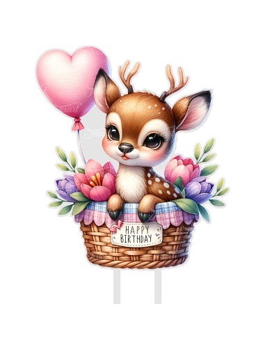 Full Colour Taarttopper op Maat: Happy Birthday Hert