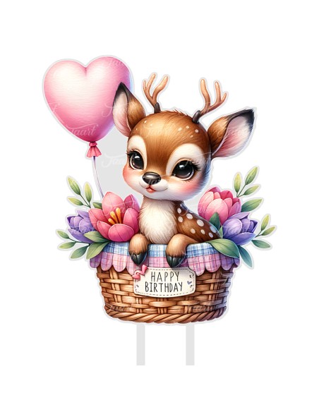 Full Colour Taarttopper op Maat: Happy Birthday Hert