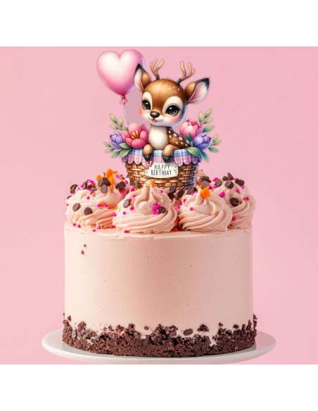 Full Colour Taarttopper op Maat: Happy Birthday Hert