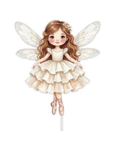 Full Colour Taarttopper op Maat: Elfje Beige