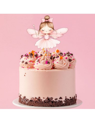 Full Colour Taarttopper op Maat: Elfje Roze