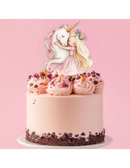 Full Colour Taarttopper op Maat: Prinses met Unicorn
