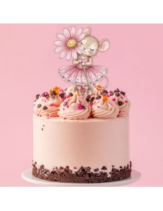 Full Colour Taarttopper op Maat: Muisje met Bloem 2