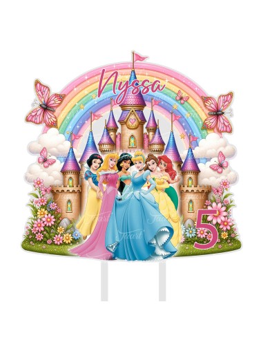 Full Colour Taarttopper op Maat: Prinsessen met Kasteel