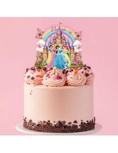 Full Colour Taarttopper op Maat: Prinsessen met Kasteel 2