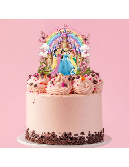 Full Colour Taarttopper op Maat: Prinsessen met Kasteel