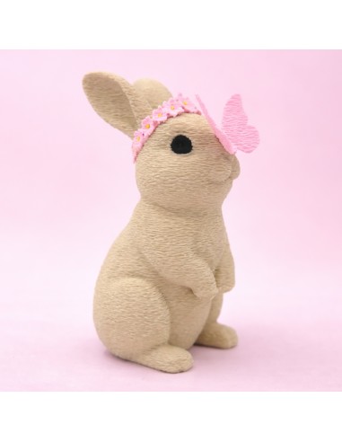 3D Taarttopper op Maat: Konijn met Vlinder Beige