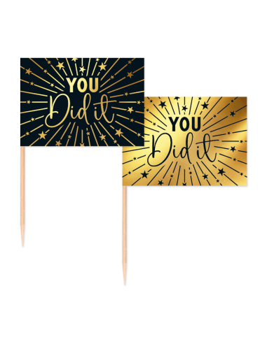 Cupcake Toppers Vlag You Did It! -50st-