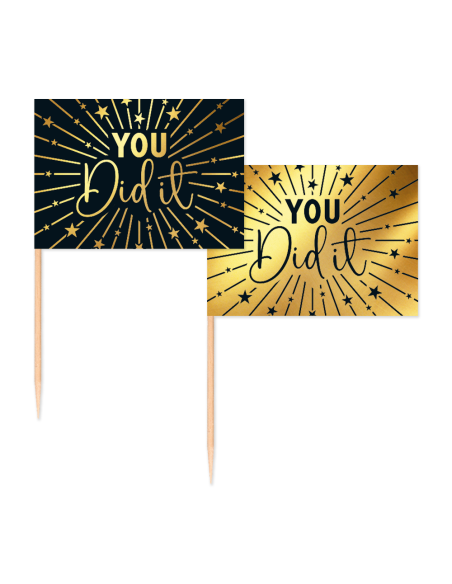 Cupcake Toppers Vlag You Did It! -50st-