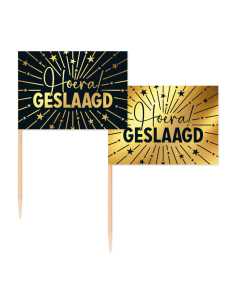 Cupcake Toppers Vlag Hoera Geslaagd! -50st-