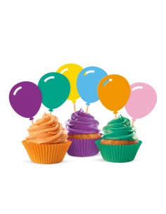 Cupcake Toppers Pop Party Ballonnen -12st-