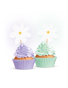 Cupcake Toppers Daisies -12st-
