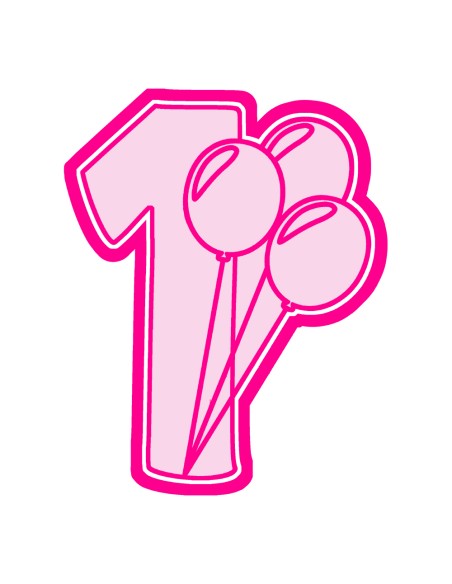 3D Uitsteker op Maat: Cijfer 1 met Ballonnen