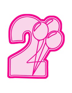 3D Uitsteker op Maat: Cijfer 2 met Ballonnen