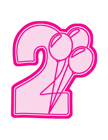 3D Uitsteker op Maat: Cijfer 2 met Ballonnen