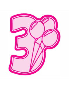 3D Uitsteker op Maat: Cijfer 3 met Ballonnen