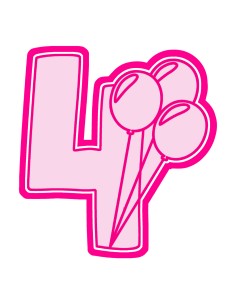 3D Uitsteker op Maat: Cijfer 4 met Ballonnen