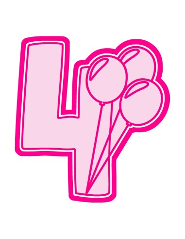 3D Uitsteker op Maat: Cijfer 4 met Ballonnen