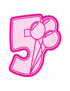 3D Uitsteker op Maat: Cijfer 5 met Ballonnen