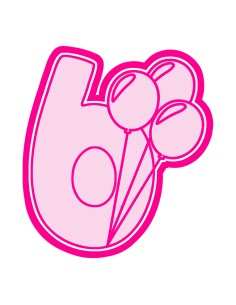3D Uitsteker op Maat: Cijfer 6 met Ballonnen