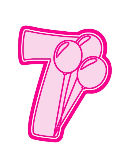 3D Uitsteker op Maat: Cijfer 7 met Ballonnen