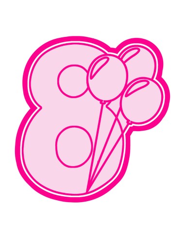 3D Uitsteker op Maat: Cijfer 8 met Ballonnen